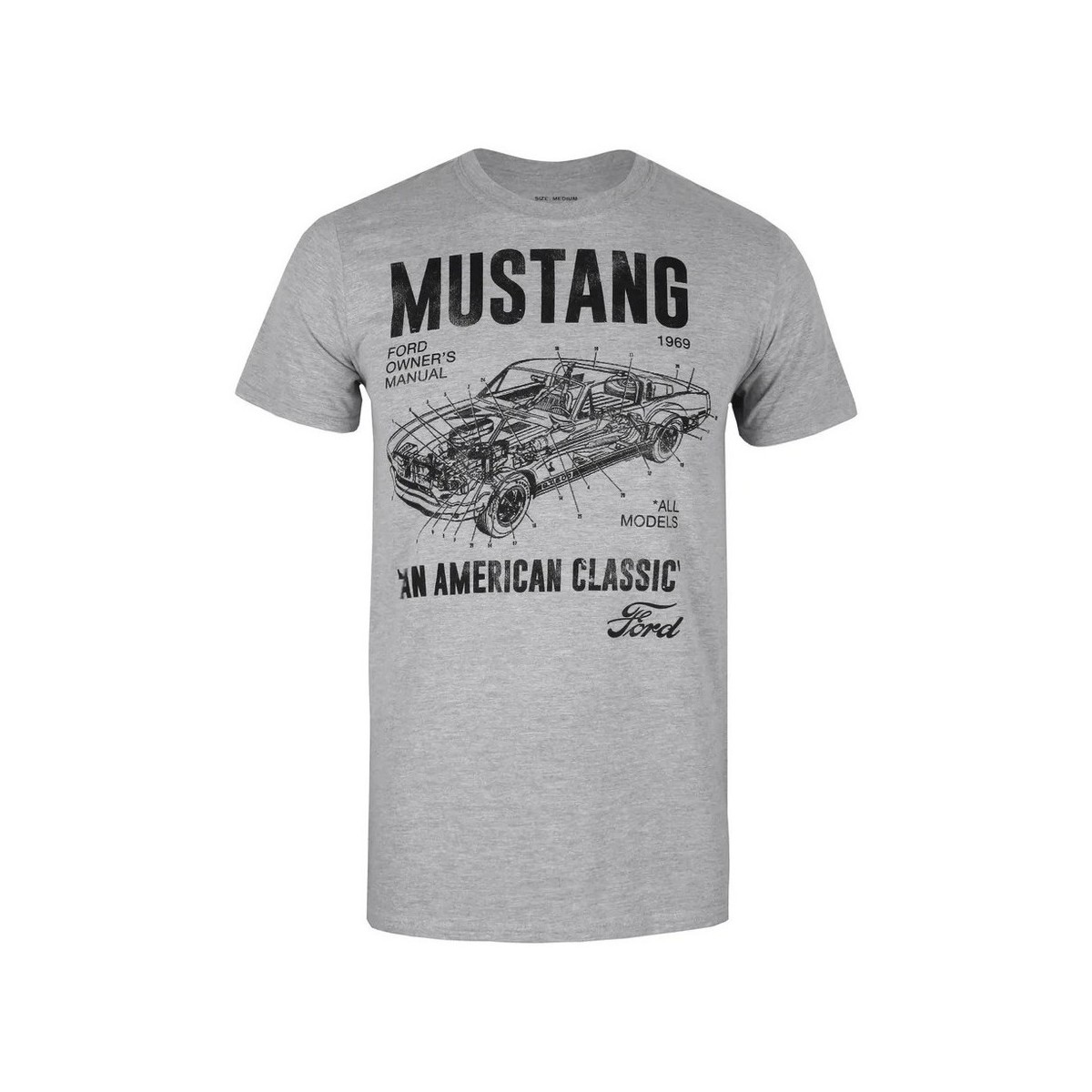textil Hombre Camisetas manga larga Ford Mustang Manual Gris