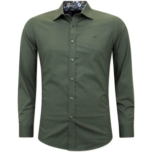 textil Hombre Camisas manga larga Gentile Bellini S Italianas Hombre Slim Fit Verde