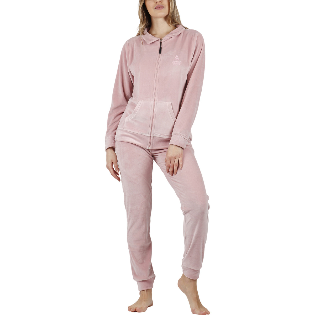 textil Mujer Pijama Admas Pijama pantalón chaqueta con cremallera Soft Home Rosa