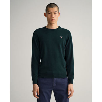 textil Hombre Jerséis Gant Jersey de cuello redondo en lana de oveja muy fina Verde