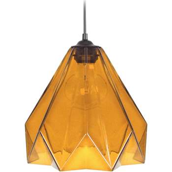 Casa Lámparas de techo Tosel Lámpara colgante cuadrado vidrio ámbar Amarillo