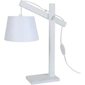 Tosel Lámpara de escritorio redondo madera blanco Blanco