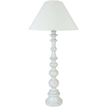 Casa Lámparas de escritorio Tosel lámpara de la sala de estar redondo madera blanco y crudo Blanco