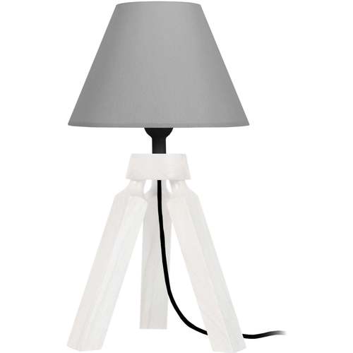 Casa Lámparas de escritorio Tosel lámpara de noche redondo madera blanco y gris Blanco