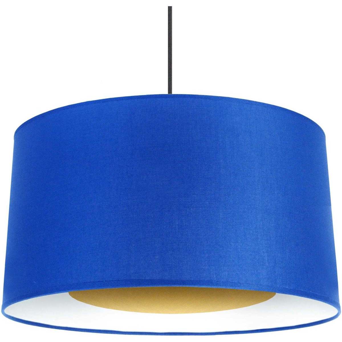 Casa Lámparas de techo Tosel Lámpara colgante redondo tela azul y oro Azul