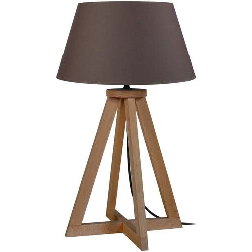 Casa Lámparas de escritorio Tosel lámpara de noche redondo madera oscuro y marrón Marrón