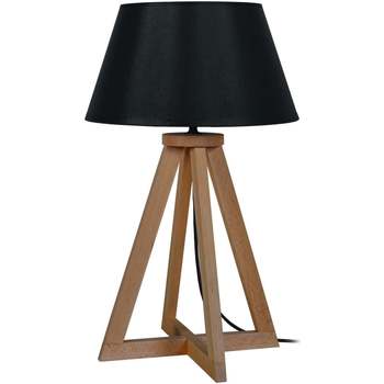Casa Lámparas de escritorio Tosel lámpara de noche redondo madera oscuro y negro Marrón