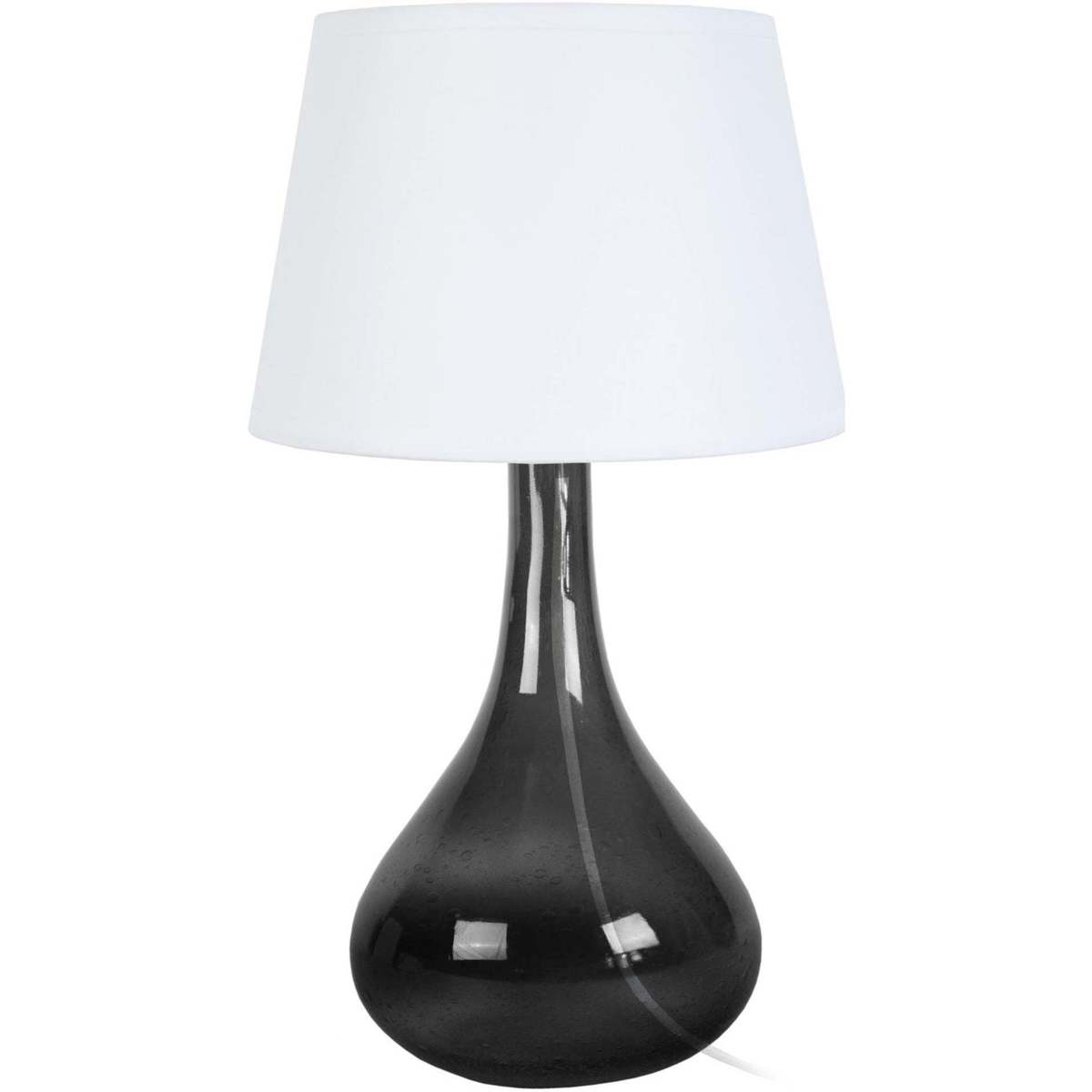 Casa Lámparas de escritorio Tosel lámpara de noche redondo vidrio ahumado y blanco Negro