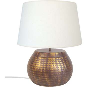 Casa Lámparas de escritorio Tosel lámpara de la sala de estar redondo metal marrón dorado y crudo Marrón