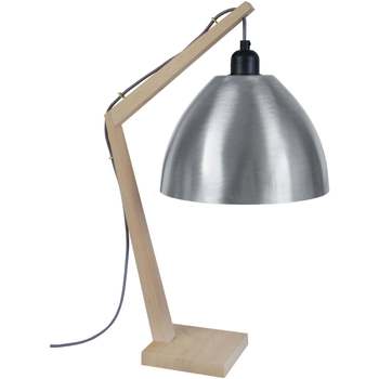 Casa Lámparas de escritorio Tosel lámpara de noche redondo madera natural y aluminio Beige