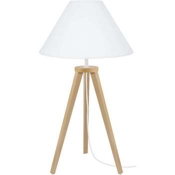 Casa Lámparas de escritorio Tosel lámpara de noche redondo madera natural y blanco Beige