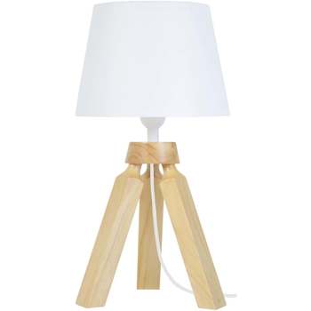 Casa Lámparas de escritorio Tosel lámpara de noche redondo madera natural y blanco Beige