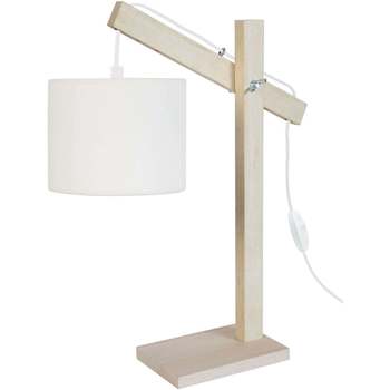 Tosel Lámpara de escritorio redondo madera natural y blanco Beige
