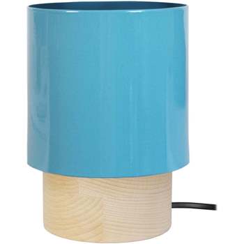 Casa Lámparas de escritorio Tosel lámpara de noche redondo madera natural y azul Beige