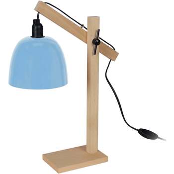 Casa Lámparas de escritorio Tosel Lámpara de escritorio redondo madera natural y azul Beige