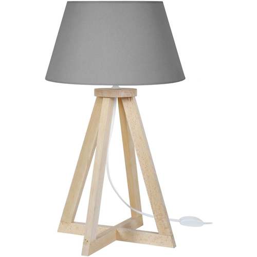 Casa Lámparas de escritorio Tosel lámpara de noche redondo madera natural y gris Beige