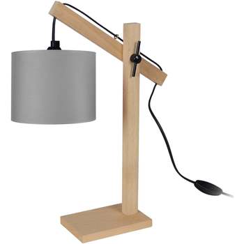 Casa Lámparas de escritorio Tosel Lámpara de escritorio redondo madera natural y gris Beige