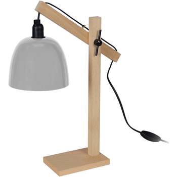 Casa Lámparas de escritorio Tosel Lámpara de escritorio redondo madera natural y gris Beige
