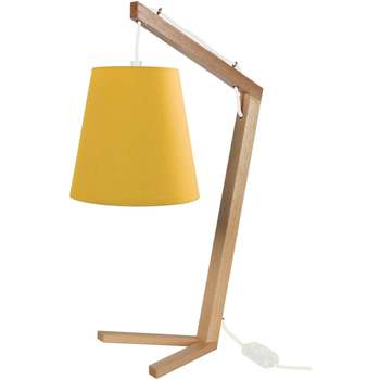 Casa Lámparas de escritorio Tosel lámpara de noche redondo madera natural y amarillo Beige