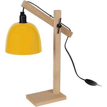 Casa Lámparas de escritorio Tosel Lámpara de escritorio redondo madera natural y amarillo Beige