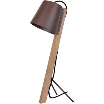 Casa Lámparas de escritorio Tosel Lámpara de escritorio redondo madera natural y marrón Beige