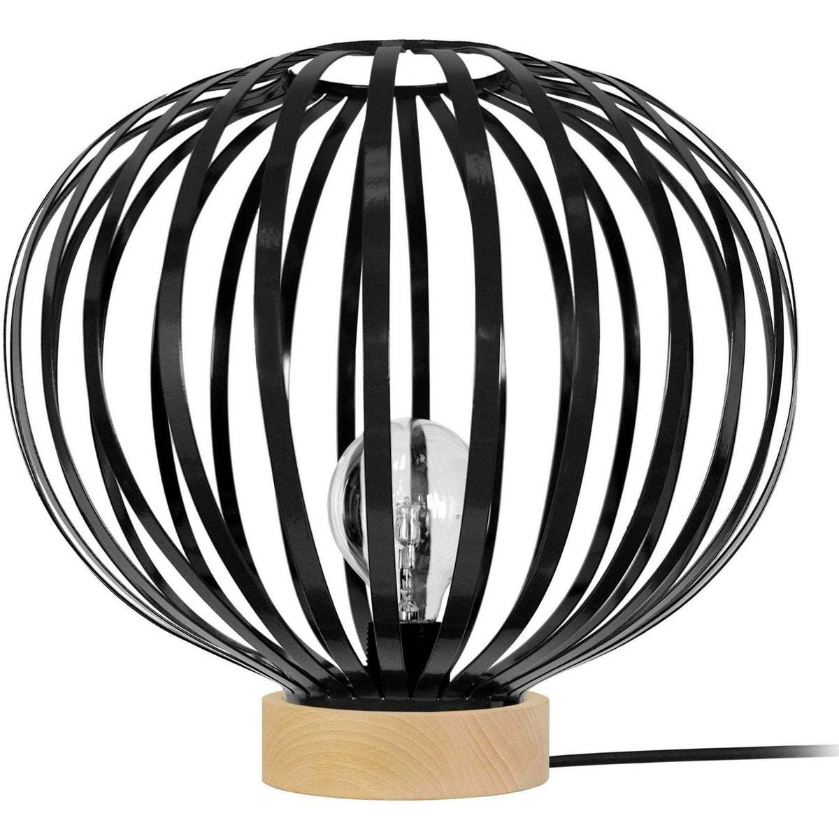 Casa Lámparas de escritorio Tosel Lámpara de Mesa redondo metal natural y negro Beige