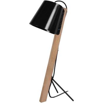 Casa Lámparas de escritorio Tosel Lámpara de escritorio redondo madera natural y negro Beige