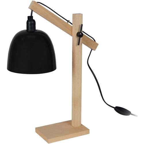 Casa Lámparas de escritorio Tosel Lámpara de escritorio redondo madera natural y negro Beige