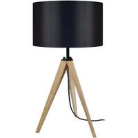 Casa Lámparas de escritorio Tosel lámpara de noche redondo madera natural y negro Beige