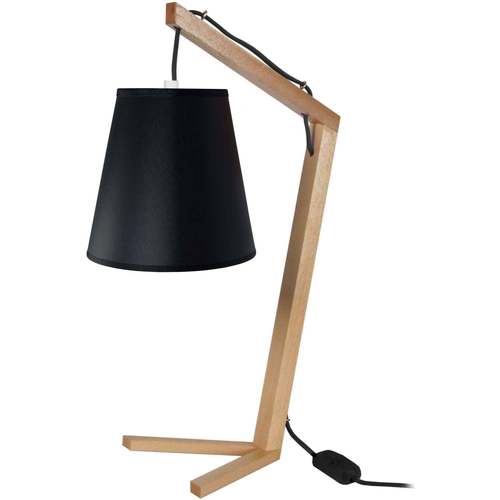 Casa Lámparas de escritorio Tosel lámpara de noche redondo madera natural y negro Beige