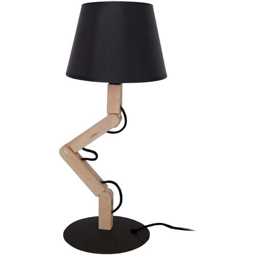 Casa Lámparas de escritorio Tosel Lámpara de Mesa redondo madera natural y negro Beige