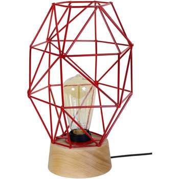 Casa Lámparas de escritorio Tosel lámpara de noche redondo madera natural y rojo Beige