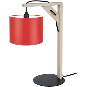 Casa Lámparas de escritorio Tosel lámpara de noche redondo madera natural y rojo Beige
