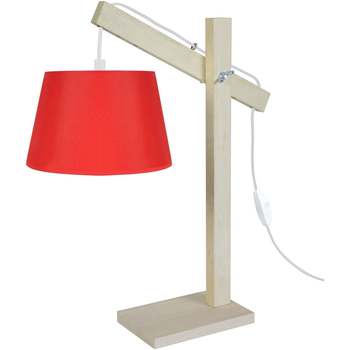Casa Lámparas de escritorio Tosel Lámpara de escritorio redondo madera natural y rojo Beige