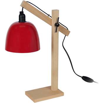 Casa Lámparas de escritorio Tosel Lámpara de escritorio redondo madera natural y rojo Beige
