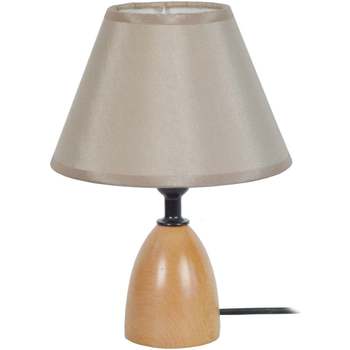 Casa Lámparas de escritorio Tosel lámpara de noche redondo madera natural y taupe Beige