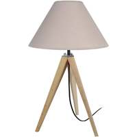 Casa Lámparas de escritorio Tosel lámpara de noche redondo madera natural y taupe Beige