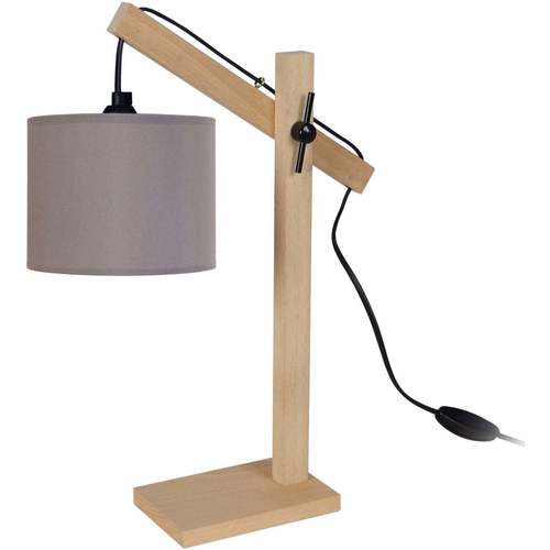Casa Lámparas de escritorio Tosel Lámpara de escritorio redondo madera natural y taupe Beige