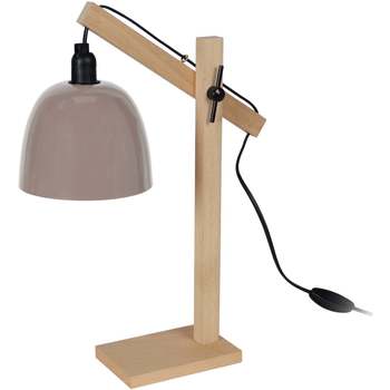 Casa Lámparas de escritorio Tosel Lámpara de escritorio redondo madera natural y taupe Beige