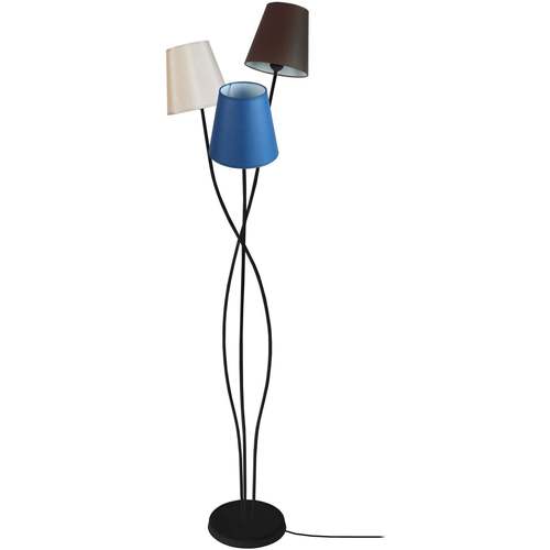 Casa Lámparas de pie Tosel Lámpara de pie redondo metal negro, azul, crema y marrón Negro