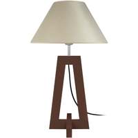 Casa Lámparas de escritorio Tosel lámpara de noche redondo madera wangué y crema Marrón
