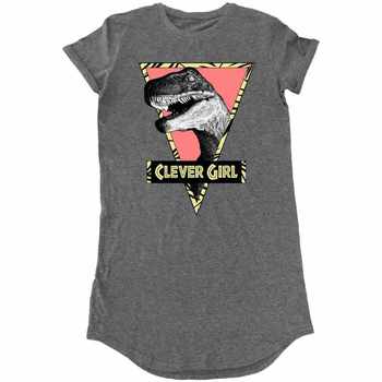 textil Mujer Camisetas manga larga Jurassic Park Clever Girl Gris