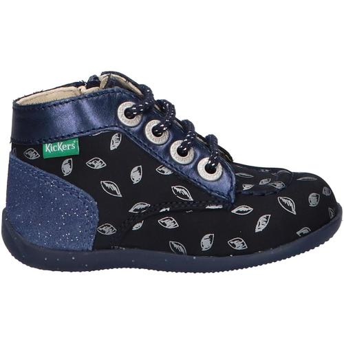 Zapatos Niños Botas de caña baja Kickers 879058-10 BONZIP-2 NUBUCK LEAVE Azul