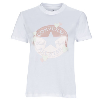 textil Mujer Camisetas manga corta Converse RADIATING LOVE SS SLIM GRAPHIC Blanco
