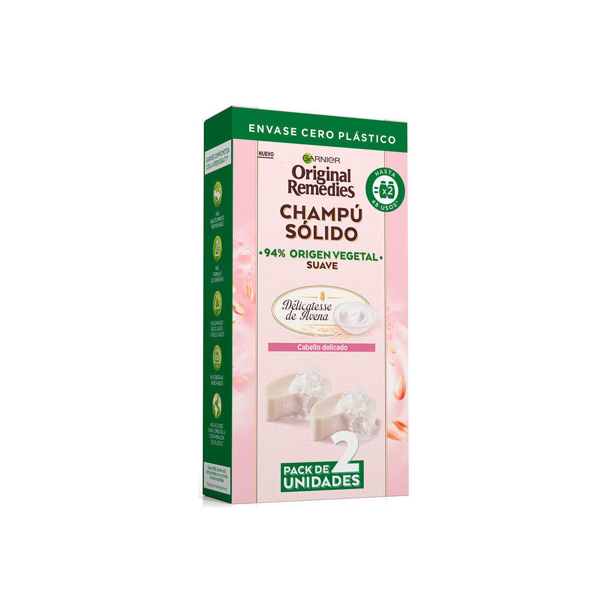 Belleza Champú Garnier Original Remedies Champú Sólido Suave De Avena 2 X 60 Gr 