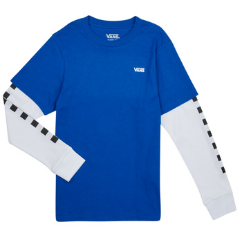 textil Niño Camisetas manga larga Vans LONG CHECK TWOFER BOYS Azul / Blanco