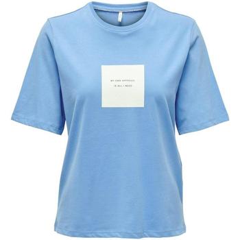 textil Mujer Tops y Camisetas Only ONLELOISE BOXY S/S TEXT TOP BOX Azul
