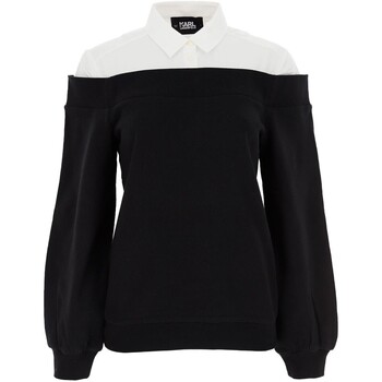 textil Mujer Camisas Karl Lagerfeld - Sudadera con Cuello de Camisa Negro