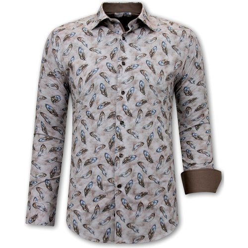 textil Hombre Camisas manga larga Gentile Bellini Estampado Plumas De Pájaro Hombre Marrón