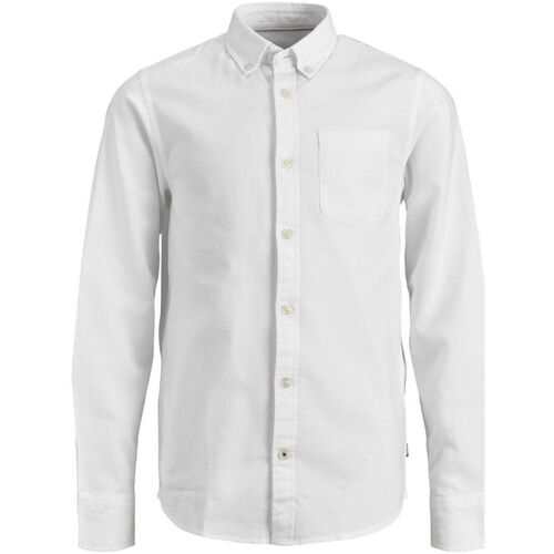 textil Niño Camisas manga larga Jack & Jones 12183229 JJEOXFORD SHIRT-WHITE Blanco